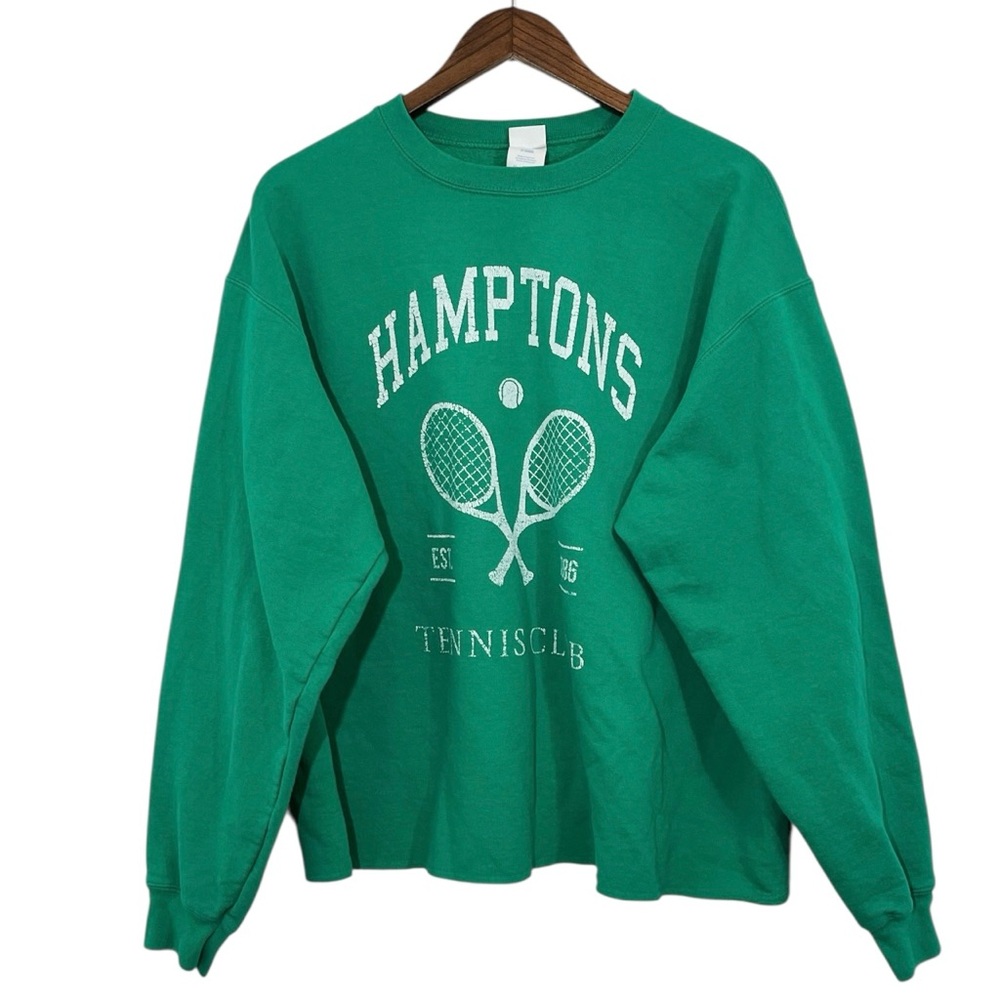 90’s Y2K Hamptons Tennis Club Oversized Graphic Crew Neck Sweatshirt XL